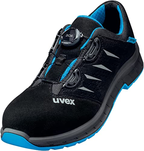 Uvex 2 Trend Halbschuh mit BOA Fit System, Sicherheitsschuhe S1 P SRC, Arbeitsschuhe für Herren, Schwarz/Blau, Größe 44