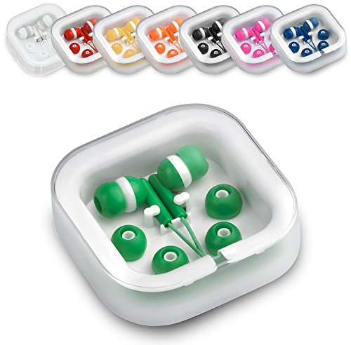 ANTEVIA - Écouteurs filaires Intra auriculaire avec boîte de Rangement et 3 Jeux d'oreillettes |Plus DE 10 MODELES |Anti-Bruit | Couleur: Vert (Cort Vert)