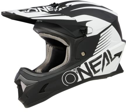 O'NEAL | Motocross-Helm | Kinder | MX Enduro | ABS-Schale, Komfort-Innenfutter, Lüftungsöffnungen für optimale Belüftung & Kühlung | 1SRS Youth Helmet Stream V.23 | Schwarz Weiß | Größe XL (53/54cm)