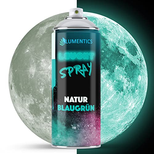 LUMENTICS Leuchtspray Natur-GrünBlau - Sprayfarbe mit Nachleuchteffekt - Leuchtet im Dunkeln - Made in Germany - 400 ml Spraydose mit Zusatz-Cap