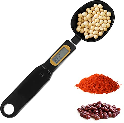 Digital Spoon Scale - Food Measuring Spoon, Ounces and Grams 500g/0.1g, Small Electronic Baking Scale With LCD Display for Coffee Beans, Milk, Tea, Flour, Oil (Black)