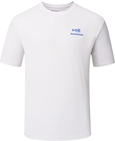 Bassdash Herr t-shirts kortärmad UPF 50 fiskeskjortor prestanda UV solskydd vandring andningsaktiv snabbtorkande, Vit, 3XL