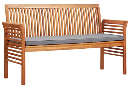 MOONAIRY 3-Sitzer Gartenbank mit Kissen, Outer Banks, Parkbank, Garten Bank Für Draussen, Garten Sitzbank, Friesenbank, Gartenmöbel, 150 cm Massivholz Akazie