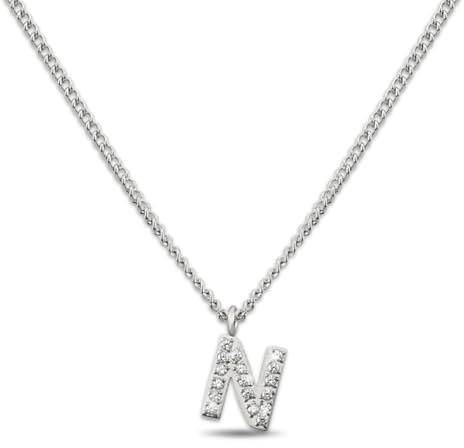 GD GOOD.designs EST. 2015 Cadena con letras de plata para señoras I Collar respetuoso con la piel con colgante de inicial I Cadena de letras de acero inoxidable de plata. (N)