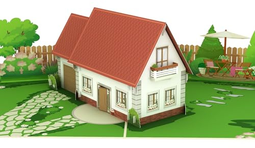 MOKIO® Tarjeta Pop-Up – Casa con jardín – Tarjeta regalo 3D para la compra de una casa o mudanza, Tarjeta de felicitación emergente para la inauguración de una casa