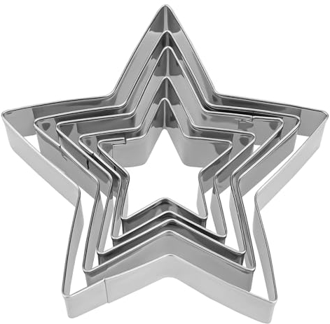 Stern Ausstechformen, 5 Stück Ausstechformen Set, 5 Größen, Edelstahlmaterial Stern Ausstecher für Kuchen, Kekse, Sandwiches, Brot, Gemüse, Obst