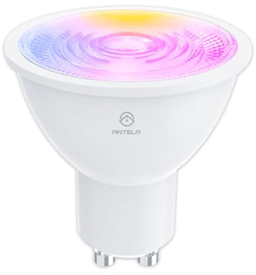 ANTELA Alexa Glühbirne Gu10 4,5W 350 LM Smart WLAN LED RGB Dimmbare Birne Lampe, Warmweiß/Kaltweiß Licht (2700K-6500K), APP Steuern Kompatibel mit Google Home, 40° Abstrahlwinkel, 1PC