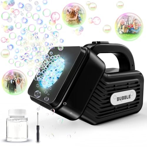 PANACARE Tragbare Kinder Seifenblasenmaschine, Automatische Seifenblasenmaschin 10000+ Blasen/Min mit Seifenblasenlösung/Licht, Kinder Seifenblasenmaschine Outdoor Hochzeit/Party