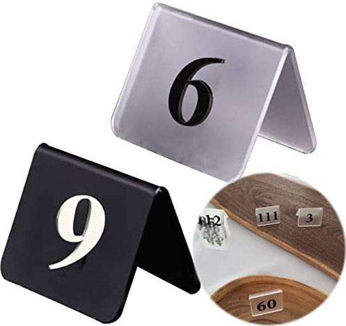 NEZIH Tarjeta de Asiento de Señal Digital Número 1-25/50/100, Tarjeta de Número de Mesa Acrílica de Doble Cara, Tarjetas de Lugar Transparentes Y Esmeriladas Negras/Black Frosted/1-100