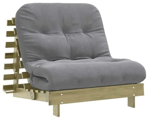 vidaXL Futón sofá Cama con colchón Madera impregnada Pino 90x206x11 cm, futón Cama Japonesa, futón Cama con colchón, Cama de Suelo Japonesa