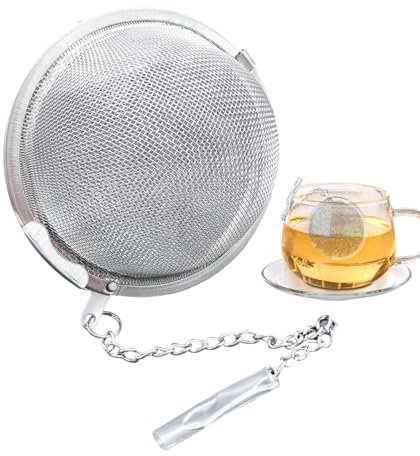 Bola de té - Bola de té de malla de acero inoxidable, Bola de té de malla | Coladores de té con cadena, colador de té suelto, filtros coladores infusores de té para té, filtro de té pequeño, suministr