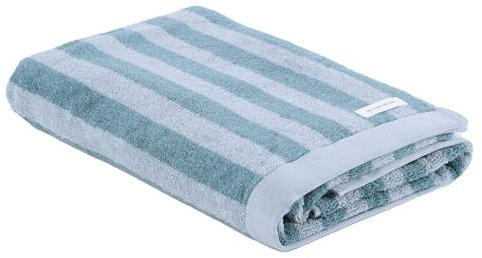 TOM TAILOR Duschtuch, 70x140 cm, 100% Baumwolle/Frottier, mit Aufhänger, COLOR BATH TOWELS MEDIUM STRIPES Türkis (Fresh Sage & Smokey Sage)