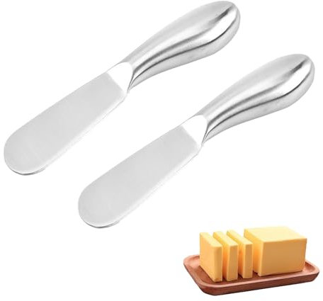 Jimkply 2 Couteaux à Beurre en Acier Inoxydable - Set Multifonction pour Fromage, Beurre, Confiture et Charcuterie
