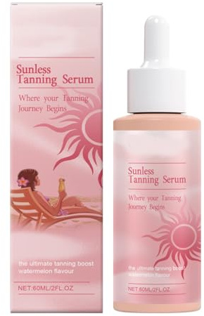 KARLOR Sérum autobronceador facial, 60 ml, sin sol, serum bronceador, esencia autobronceadora, con aceite de aguacate de ginseng, hidratante,