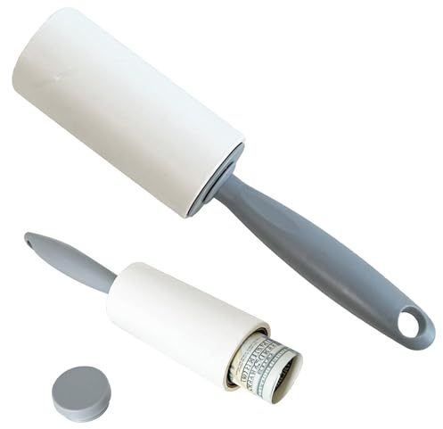 Cassaforte segreto Lint Roller, Rullo di Lanugine Portatile, Bianco e Grigio, con Scompartimento, per Nascondere Denaro e Oggetti