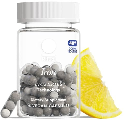 Ritual Iron Supplement - Ferrous Bisglycinate - 60mg - Vitamin C, A | Gentle Support for Women with Low Iron Levels - Blood Boosting** - BioSeries Technology - Vitamin A, C - Vegan - Citrus