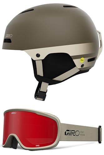 Giro Ledge MIPS Snow Helmet/Goggle Combo - (Combo) Matte Bark - Stone Tan Stacked - Size Large