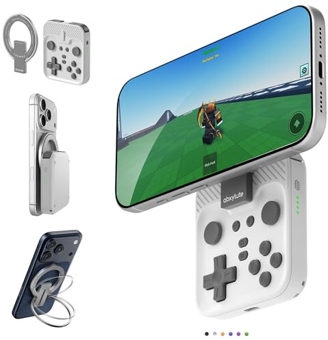 abxylute Controlador de juegos móvil M4 Snap-On para Android y iPhone, controlador portátil ligero para teléfono, soporte para gamepad retro de bolsillo, doble joystick turbo (blanco)