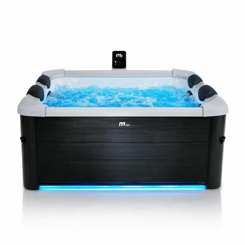 MSpa Oslo Plus SPA bañera de hidromasaje Exterior para 6 Personas, Pared Exterior Sólido, Iluminación LED, Uso Todo el Año, Resistente al Invierno (Oslo Plus | 180x180x65 cm)