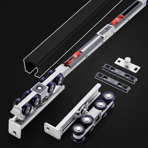 Binario per porta scorrevole con ruote, kit di ferramenta per porta scorrevole dell'armadio, include viti di fissaggio
