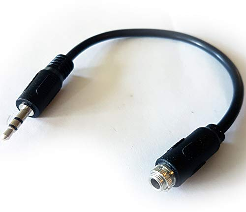 0.14m 3.5mm Male Jack to Female Socket Chassis Coupler/Joiner Patch Cable Wall Plate Adapter – Short Audio Lead