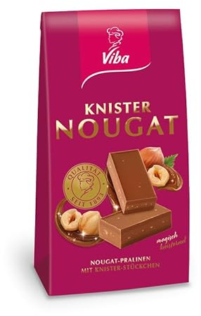 Viba Knister-Nougat – 100 g – Magisches Nougat mit Knisterzucker – 10 einzeln verpackte Pralinen – Vollmilchschokolade & prickelnder Genussmoment