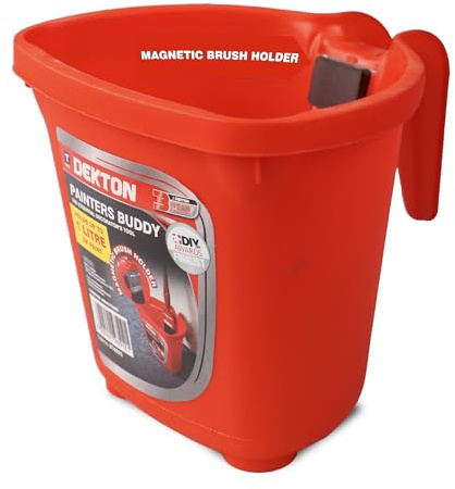 Dekton Painters Buddy – Peut contenir jusqu'à 1 litre de peinture | Support magnétique pour garder le pinceau à peinture propre | Poignée style carafe a une colonne vertébrale renforcée avec extérieur