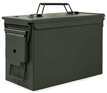 GUGULUZA Caja de Municiones de Metal Estanqueidad Caja de Almacenamiento Ammo Box, Verde - 50CAL