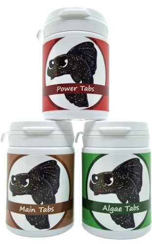 Schmitt Aquaristik Futter-Tabletten Set für Garnelen, Krebse, Welse und Schnecken: 3x75ml Dose, Main + Algae + Power Tabs, Aquarientierfutter, 50g