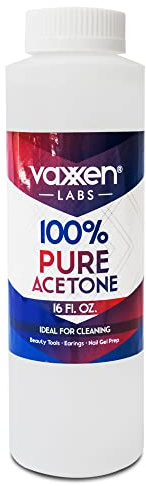 Vaxxen Labs 100% Pure Acetone (16 Fl/Oz) - Made in USA, Professional Strength Nail Polish Remover for Nail Polish, Gels, Acrylic and Sculptured Nails Clear