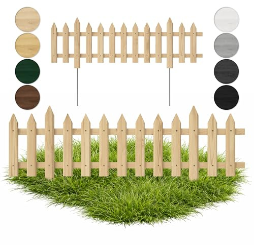 Floranica 1 pz Recinzione da giardino Recinzione a incastro Recinzione a doghe 100 cm lunghezza con pali in metallo per aiuole/orti Altezza 40 cm Grezzo