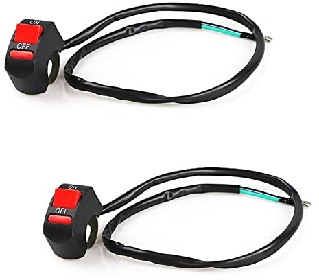 Interrupteur à Bascule de Guidon de Moto, Commutateur On/Off Universel Étanche Avec LED - Démarreur Électrique et Phare - 2 Pièces