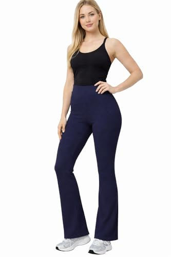 Ladies/Women Bootleg Trousers Ladies Soft Stretchy Pull ON Pants Girls Trouser in 3 Leg Lengths (NVY L29 W18) Navy