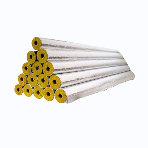 Gomitolo di lana di roccia, isolante, 15/30 mm, 1 m, WLG 0,037, rivestimento in alluminio, isolamento per tubi di riscaldamento, diverse dimensioni