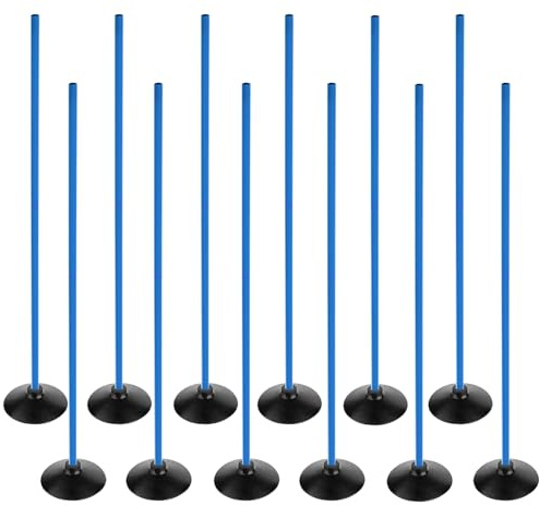 ASENVER Blue Soccer Agility Poles Set Detachable Sports Trainning Speed Pole Slalom Poles with Rubber Base Sport Traning Equipment (4.9 FT, Pack of 12)