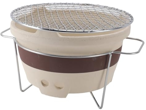 Yakitori Grill, Table Top Charcoal Grill Konro Grill Korean Bbq Grill Clay Charcoal Stove Clay Grilling Tea Making Stove for Outdoor Barbecues Camping Traveling, 9.45x9.45x5.71in, #211