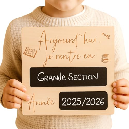 Générique Pancarte/Panneau de rentrée Scolaire personnalisée – en Bois et Ardoise pour immortaliser Le Premier Jour d'école – Photo Souvenir Maternelle et Primaire