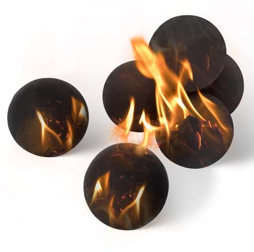 Set di 6 palle di fuoco in ceramica, 12,7 cm, rotonde, palle di fuoco in ceramica per caminetti interni ed esterni e bracieri, riutilizzabili, nere