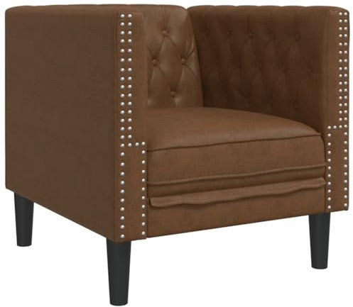 vidaXL Chesterfield Sofa Chair, Club Chair with Backrest, Armchair, Upholstered Couch, Living Room Furniture, Modern Style, Brown Faux Suede Leather