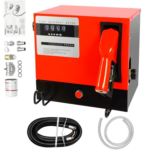 WSIKGHU Bomba diésel de 230 V, autocebante, bomba de aceite, 60 L/min, estación de servicio móvil, 550 W bomba de combustible profesional autocebante con filtro de aceite, contador, manguera de 4m+2m