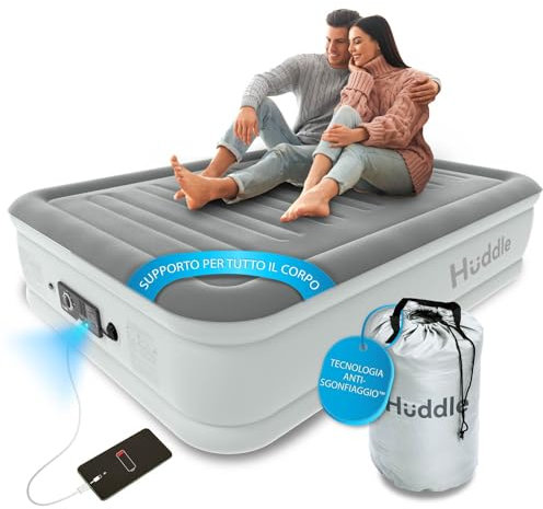 Huddle® Luxury Never Deflate Double-Luftbett mit patentierter Dual-Pump-SlumberGuard™-Premium-Technologie | Aufblasbare Matratze mit integrierter Pumpe | Bequeme aufblasbare Luftmatratze