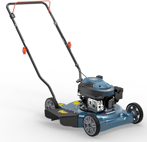 SENIX 20 Gas Lawn Mower, 144 cc Gas Powered Lawnmower, 4-Cycle Engine Walk-Behind Push Lawn Mowers, 3 Position Height Adjustment for Yard and Garden, cortadora de pasto