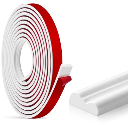 Self Adhesive Dado Rail 6m, Peel and Stick Flexible Moulding Trim, Decorative Wall Trim for Wall Panels, Chair Rail Molding, Cabinets, Doors, Tiles & Countertops, White PVC