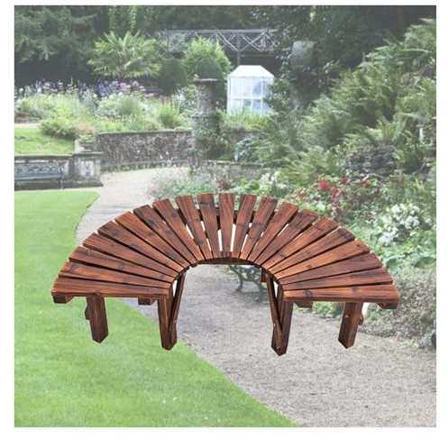Genérico Banco De Árbol En Forma De Abanico, Silla De Madera For Patio, Asiento Curvo De Gran Capacidad De Carga For Piscina, Césped, Balcón.