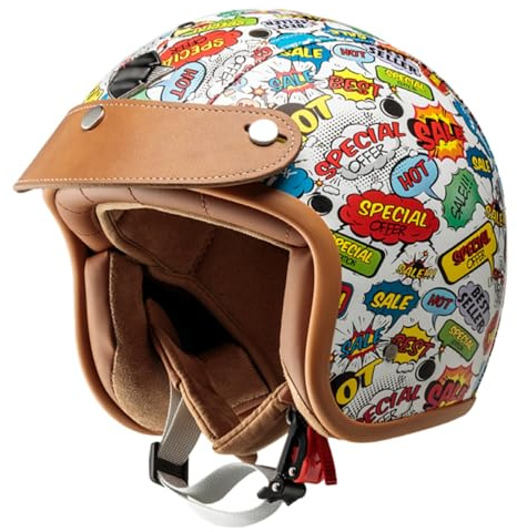 Casco Jet Da Moto Per Bambini, Omologato ECE 22.06, Casco Per Ciclomotore Per Bambini Dai 3 Ai 12 Anni, Casco Da Moto Jet Per Bambini A,S/(46~50cm)