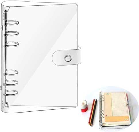 Yeenano Carpeta Anillas A5,Cuaderno Anillas A5 Recargable,Carpetas Archivadoras Anillas Transparente PVC 6 Agujeros Carpeta Con Hojas Sueltas Archivador Para Oficina Escuela Álbum Fotos Funda Suave