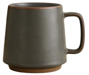 BALTHŌ - Taza desayuno ceramica Té y Café (330ml). Estilo japones, rustico y vintage, capacidad 330ml / 11oz. Apto lavavajillas (Verde Grisaceo)