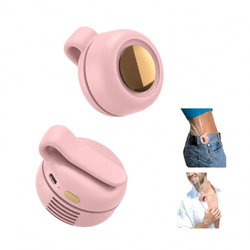 Gonggi Portable Small Clip On Fan, Mini Clip Waist Neck Wearable Fan for Clothes Hat Body, Rechargeable Silent Bladeless Fans, Hands-Free Cooling Fans for Outdoor Travel Office Shirt (Pink)