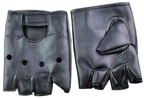 DAGLLGEW Fingerlös handske 1 par andningsbara halvfingerhandskar i läder för män 10 x 7,6 cm trendiga vantar med fästtejp för Cosplay, motorcykel, små fingerlösa handskar halvfingerhandskar