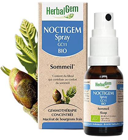 HerbalGem Noctigem Bio, Tilleul et Figuier, Procure Un Repos Nocturne Bon et sain, Gemmothérapie Concentrée Spray 15 ML